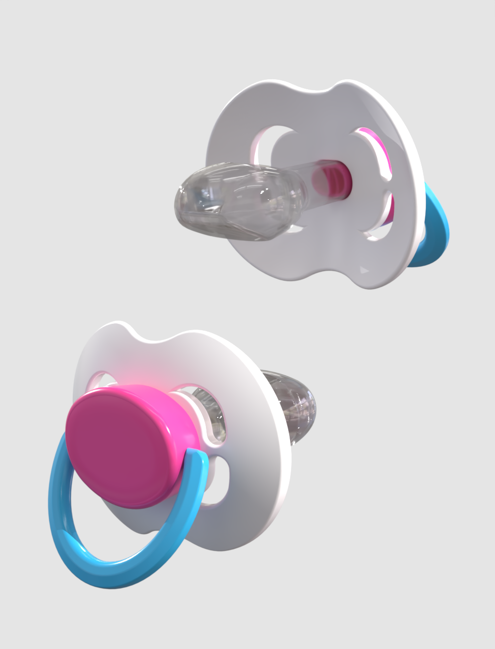 Pacifier Kiddo LULLY XXL - Blanco+Rosa+Azul Claro